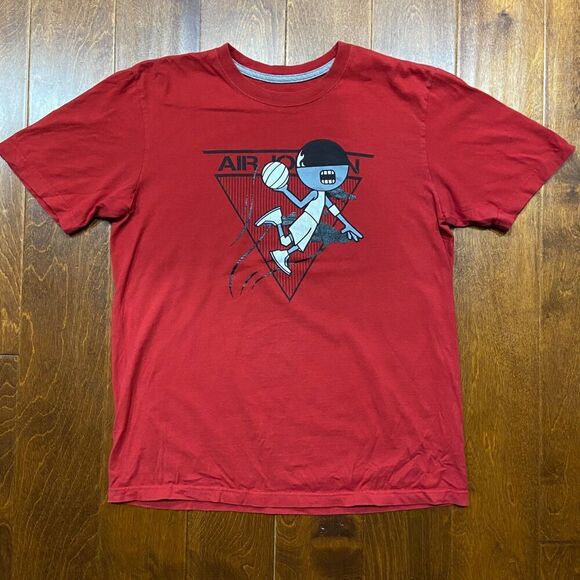Jordan Flight Flight Mascot Red Black Cotton Blend T-Shirt Men's Size Medium - Picture 3 of 8